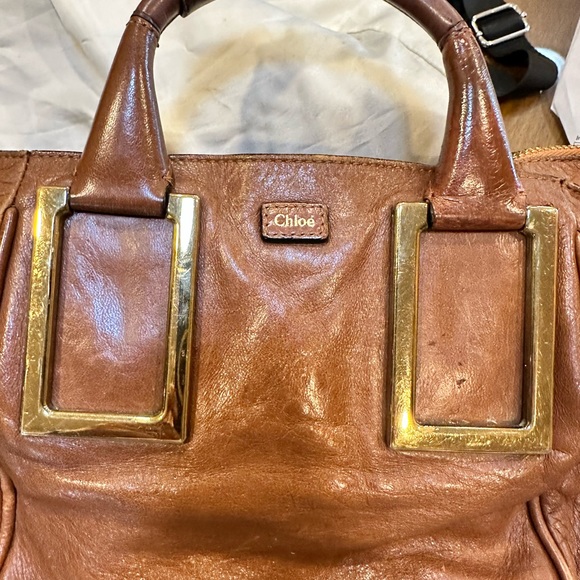 Vintage Chloe brown leather bag with brass detail. Long strap and dust bag incl. - Picture 2 of 10